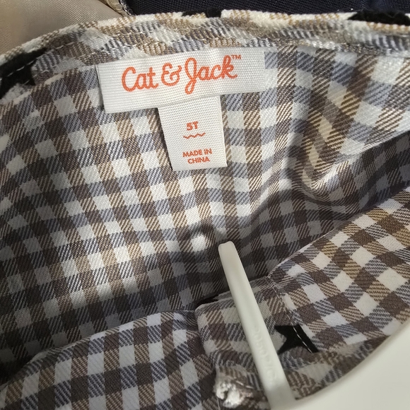 Cat & Jack Gray and White Checkered Star Print 3-Pc Dress, Vest, Tights Size 5T - Picture 10 of 15